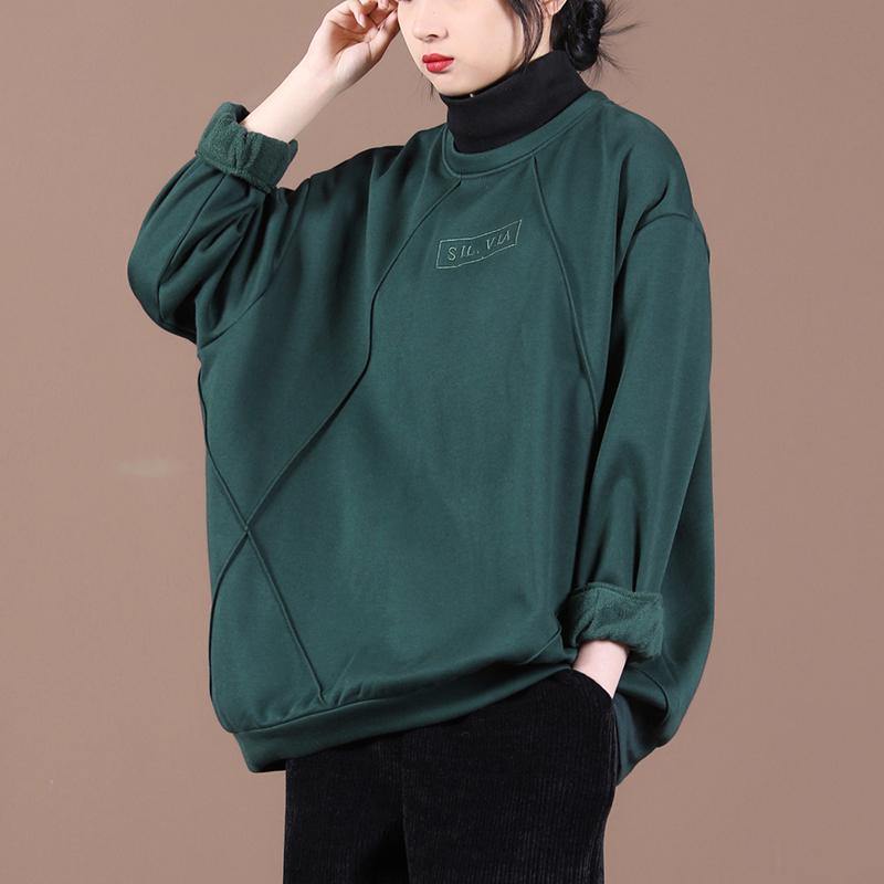 Diy Blackish Green Clothes for O Neck Embroidery Tunic Spring Tops