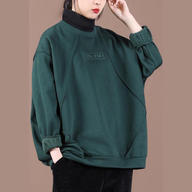Diy Blackish Green Clothes for O Neck Embroidery Tunic Spring Tops