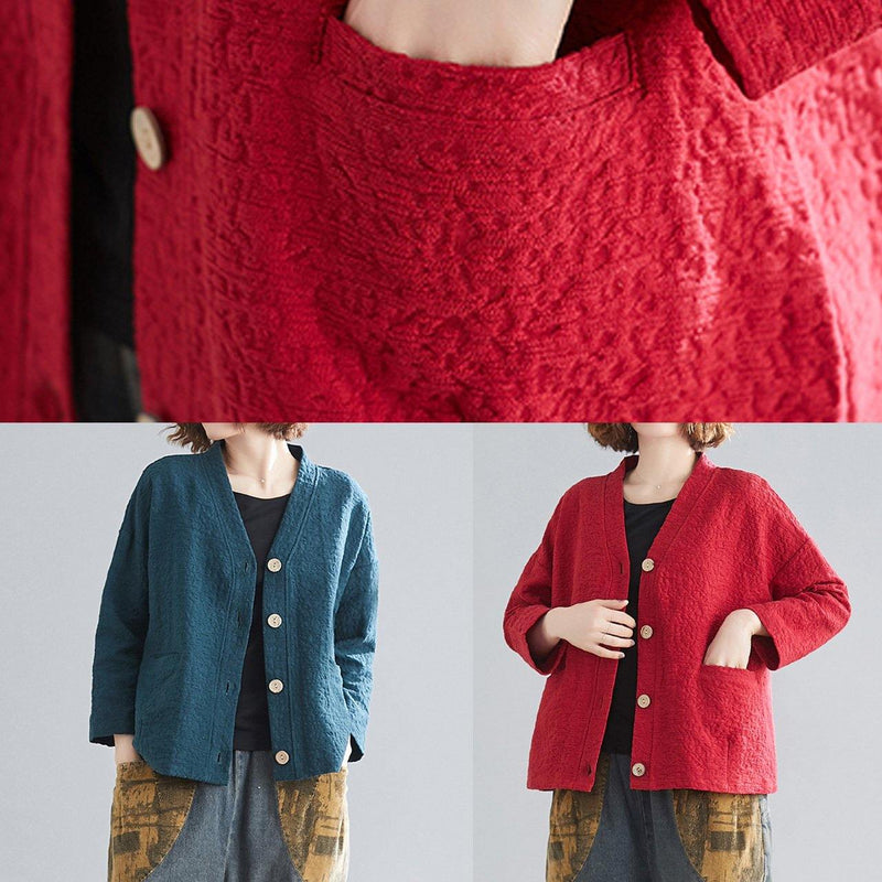 Diy Blackish Green Cotton Clothes for V Neck Pockets Silhouette Spring Blouse