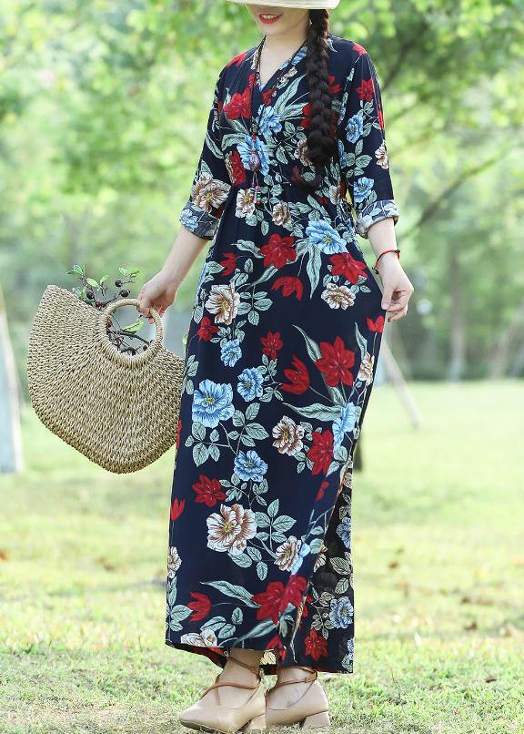 Diy Blue Cotton Tunics for Shape Prints Cotton Robes Summer Dress