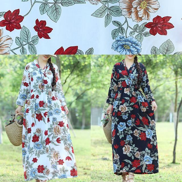 Diy Blue Cotton Tunics for Shape Prints Cotton Robes Summer Dress