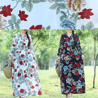 Diy Blue Cotton Tunics for Shape Prints Cotton Robes Summer Dress