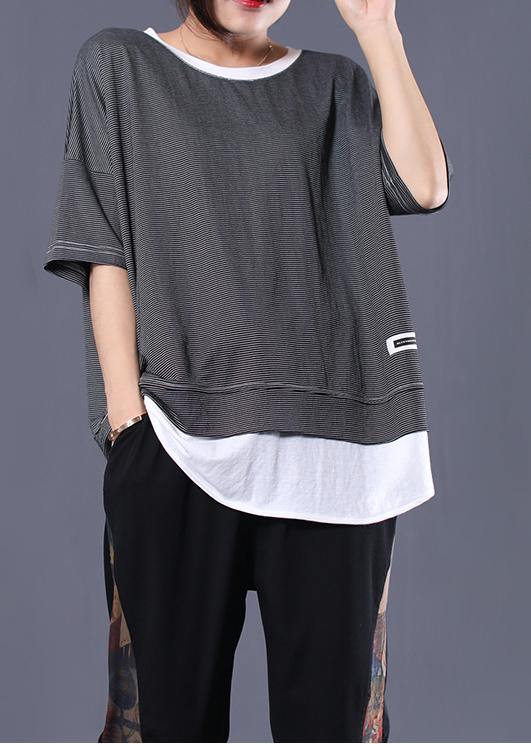 Diy False Two Pieces Cotton Clothes Tutorials Black Striped Tops Summer