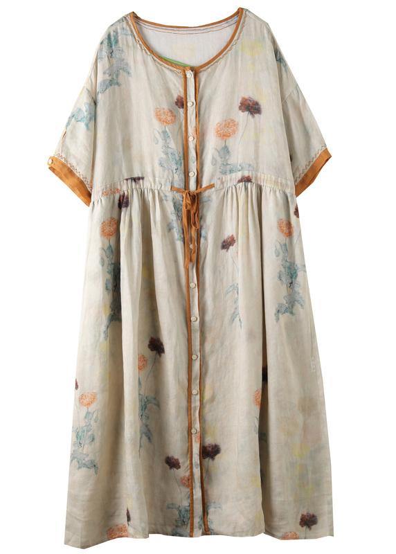 Diy White Bamboo Chiffon Long Shirts O Neck Drawstring Robe Summer Dresses