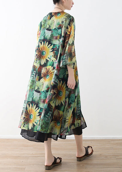 Diy Green Prints Chiffon Outwear Shape Cardigan Summer