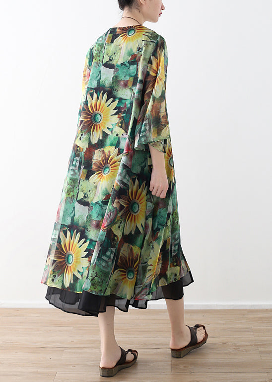 Diy Green Prints Chiffon Outwear Shape Cardigan Summer