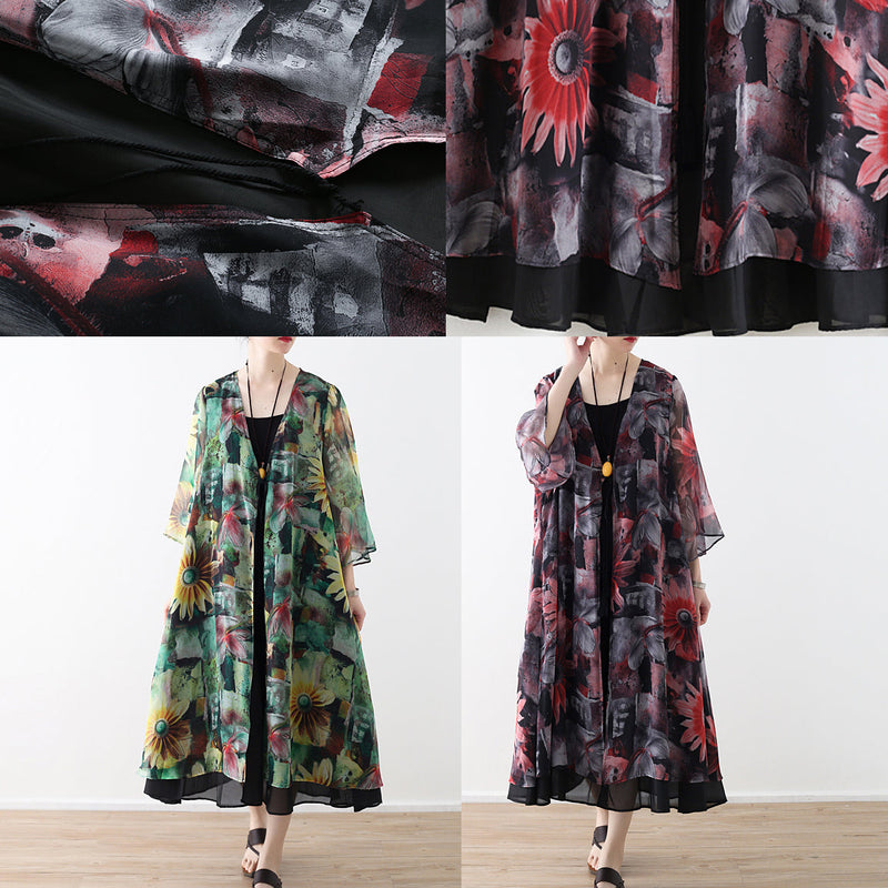 Diy Green Prints Chiffon Outwear Shape Cardigan Summer