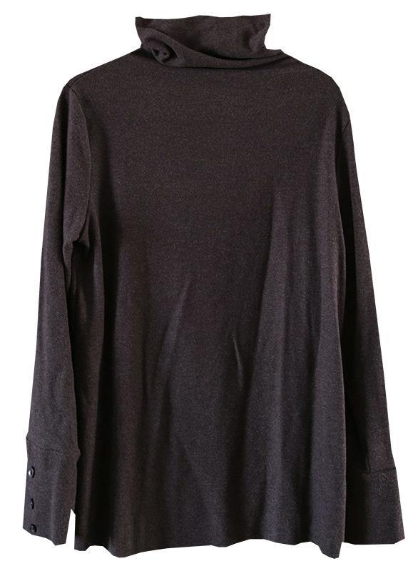 DIY high neck long sleeve tops women blouses design black tops