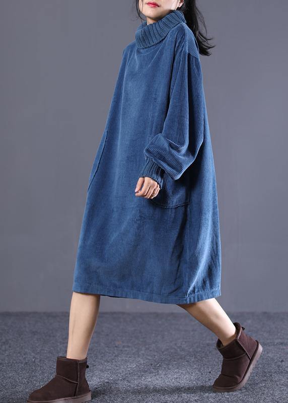 Diy High Neck Pockets Spring Outfit Design Blue Traveling Dresses