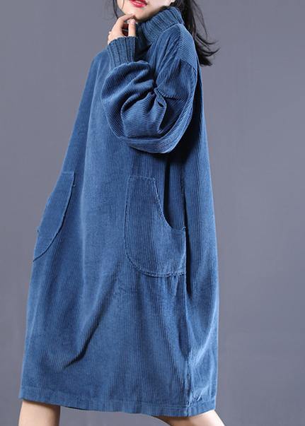 Diy High Neck Pockets Spring Outfit Design Blue Traveling Dresses