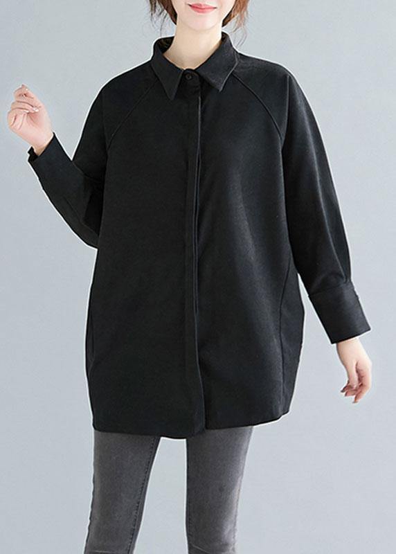 Diy Lapel Button Cotton Spring Blouse Ideas Black Shirts