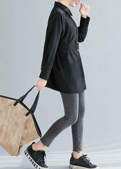 DIY lapel Button cotton spring Blouse Fashion Ideas black shirts