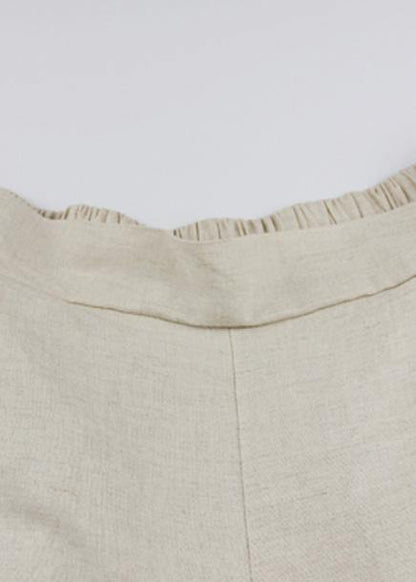 Diy Nude Cotton Linen Pants for Elastic Waist Wide Leg Pants