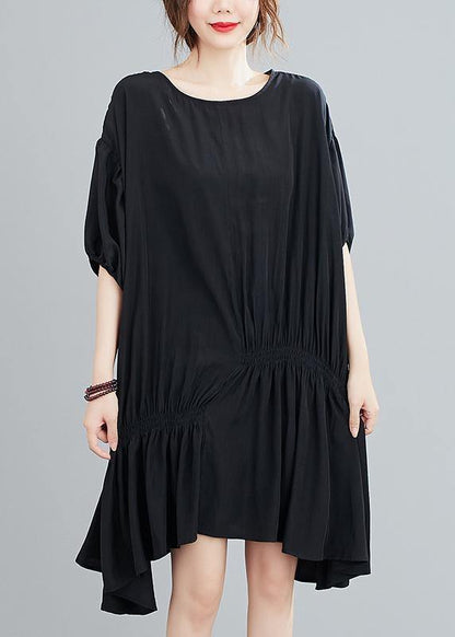 Diy O Neck Asymmetric Summer Dress for Black Dress