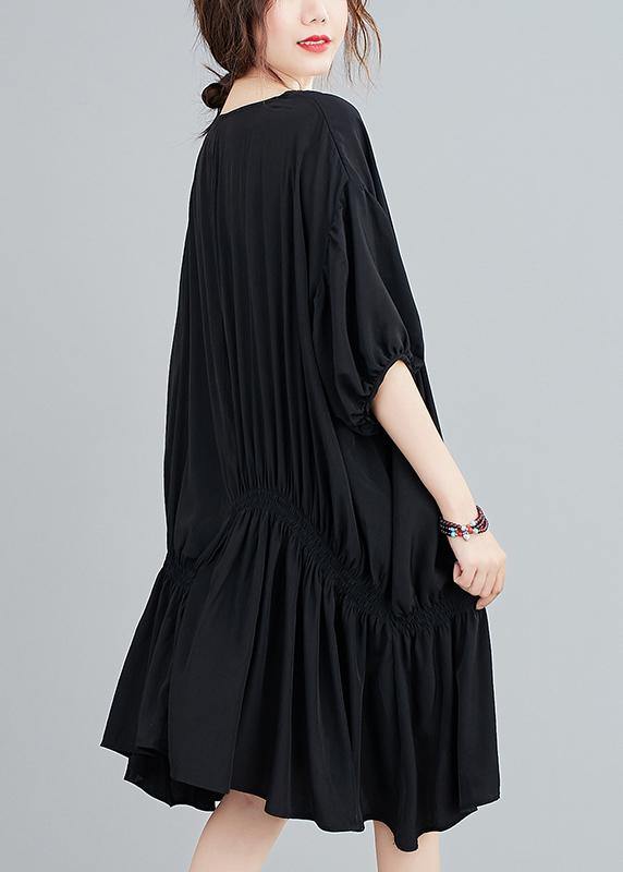 Diy O Neck Asymmetric Summer Dress for Black Dress
