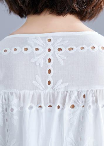 Diy O Neck Hollow Out Cotton Dress Tutorials White Dress Summer