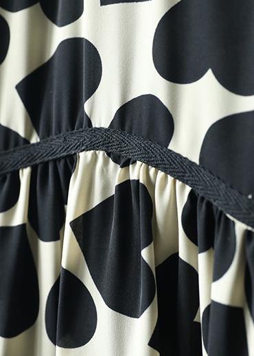 Diy O Neck Patchwork Tunics Sewing Black Print Art Dress