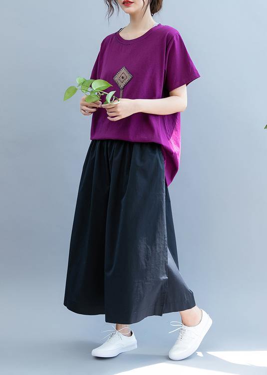 Diy O Neck Patchwork Clothes for Christmas Gifts Purple Shirt