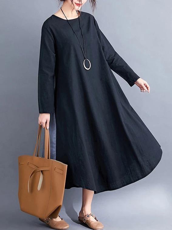 Diy O Neck Patchwork Cotton Spring Clothes Inspiration Black Dresses