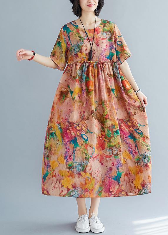 Diy O Neck Cinched Summer Outfit Fabrics Loose Dress