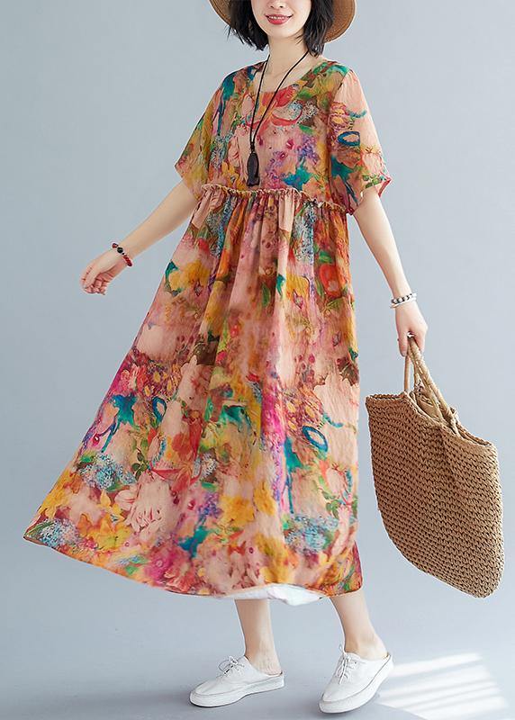 Diy O Neck Cinched Summer Outfit Fabrics Loose Dress