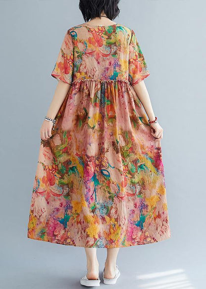 Diy O Neck Cinched Summer Outfit Fabrics Loose Dress