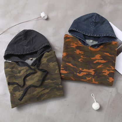Diy Orange Camouflage Cotton Clothes for Hooded Maxi Patchwork Dresses