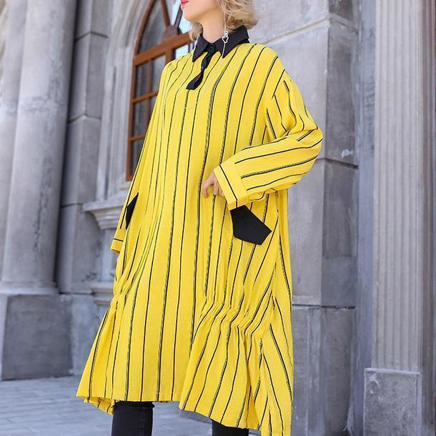 Diy Pockets Cotton Clothes for Fitted Shirts Black Striped Daily Dresses
