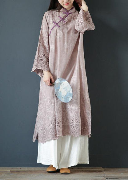 Diy Purple Cotton Clothes for Stand Collar Butterfly Sleeve Traveling Summer Dresses