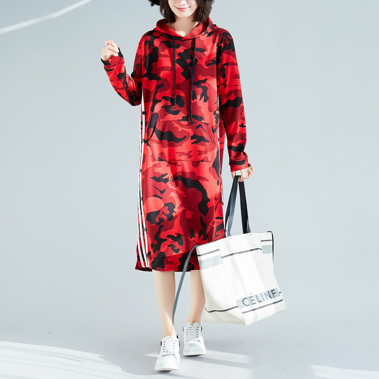 Diy Red Cotton Dress Stylish Ideas Hooded Short Print Dress
