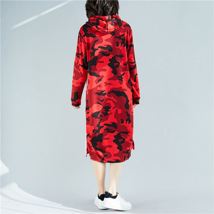 Diy Red Cotton Dress Stylish Ideas Hooded Short Print Dress