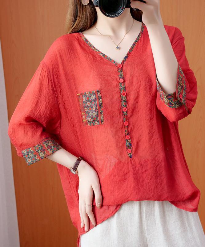 Diy Red Clothes for V Neck Patchwork Oversized Fall Shirts