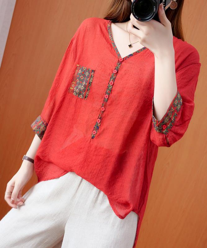 Diy Red Clothes for V Neck Patchwork Oversized Fall Shirts