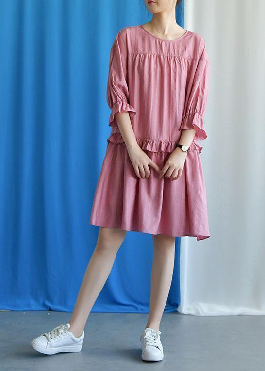 Diy Ruffles Collar Cotton Clothes Outfits Pink Dresses Fall