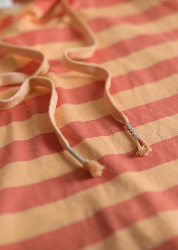 Diy Short Sleeve Cotton Tunic Top Shape Orange Stripe Shirts Summer