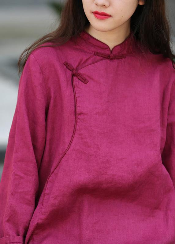 Diy Stand Collar Side Open Tunics Work Purple Maxi Dress