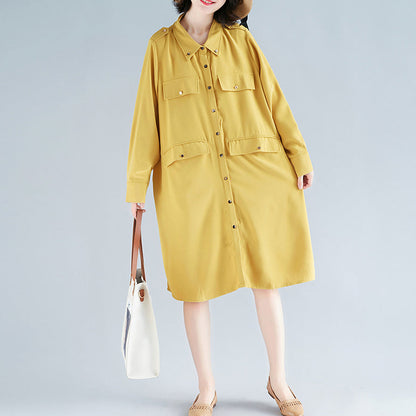 Diy Yellow Cotton Wardrobes Mom Tutorials Lapel Collar Short Dress
