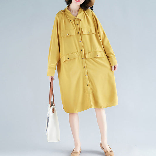 Diy Yellow Cotton Wardrobes Mom Tutorials Lapel Collar Short Dress
