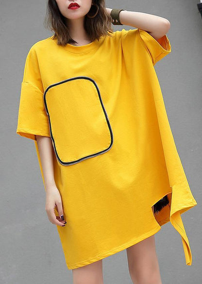 Diy Yellow Cotton Clothes for O Neck Midi Summer Blouses