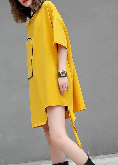 Diy Yellow Cotton Clothes for O Neck Midi Summer Blouses