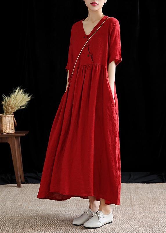 Diy Yellow Linen Robes V Neck Extra Large Hem Cotton Summer Dress