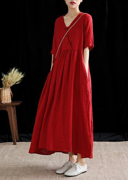 Diy Yellow Linen Robes V Neck Extra Large Hem Cotton Summer Dress