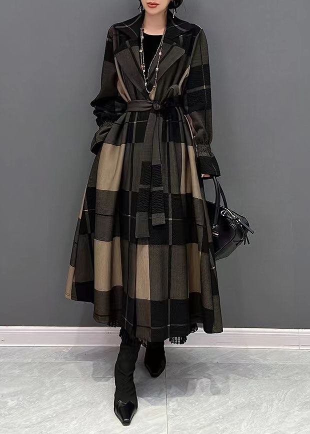 Diy Asymmetric Maxi Coat Red Plaid Daily Coats