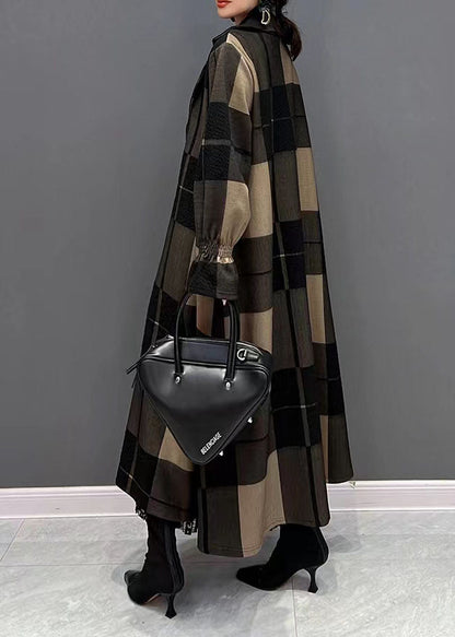 Diy Asymmetric Maxi Coat Red Plaid Daily Coats
