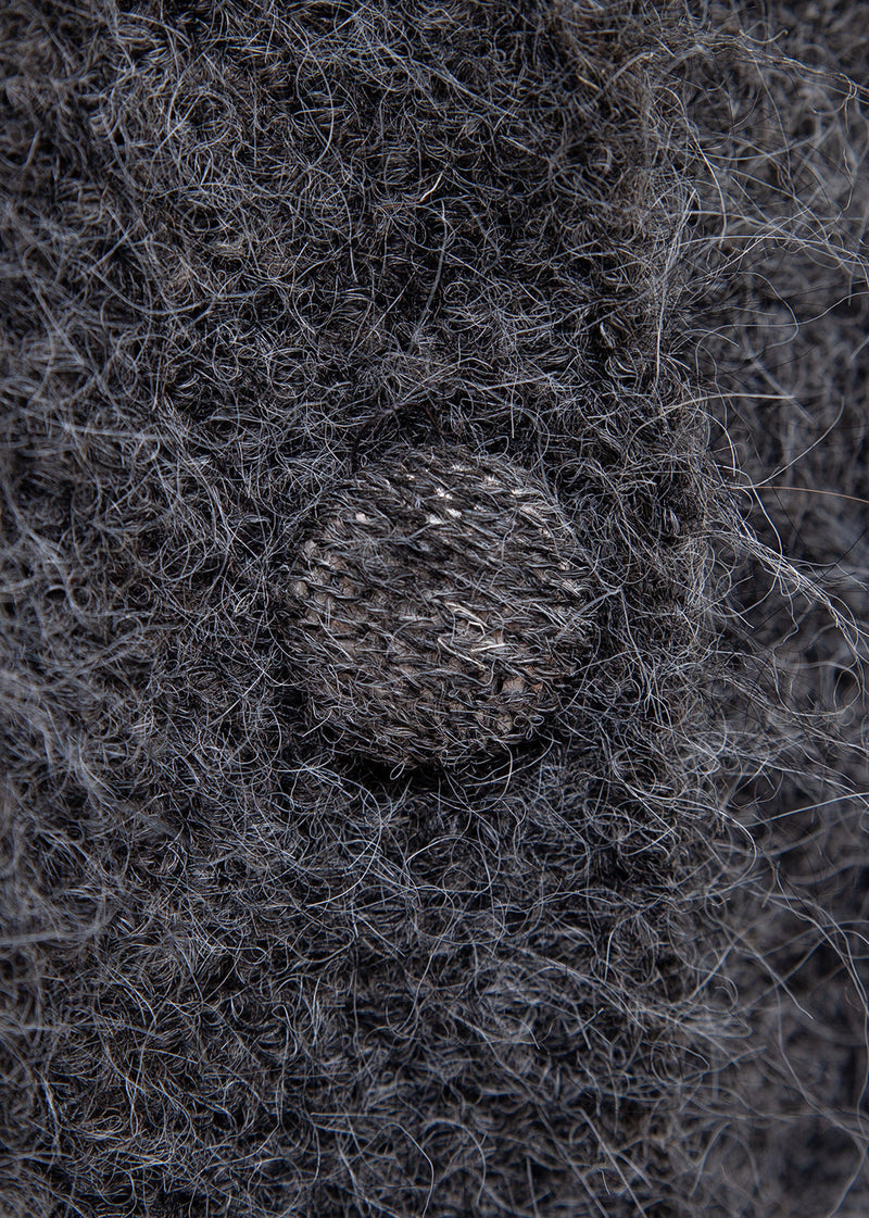 Dark Gray Fox Collar Button Patchwork Cozy Spring Knit Sailor Collar