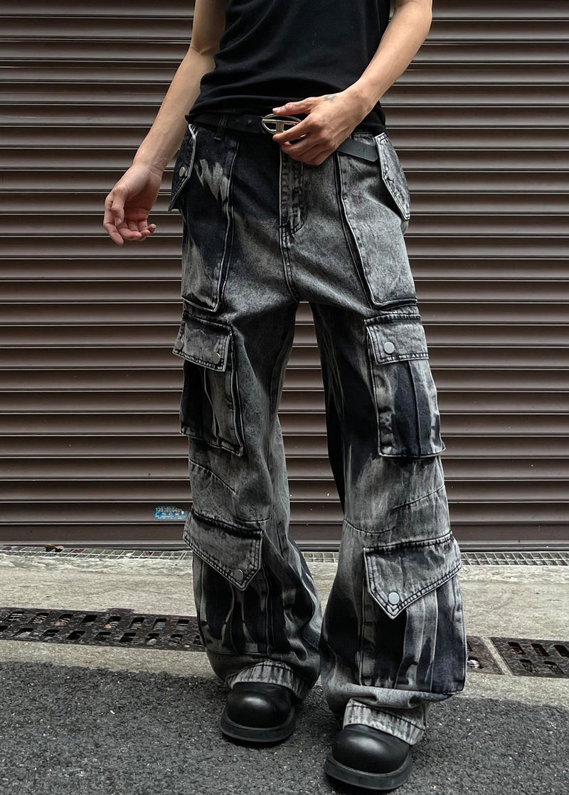 Dark Gray Pockets Denim Summer Pants High Waist