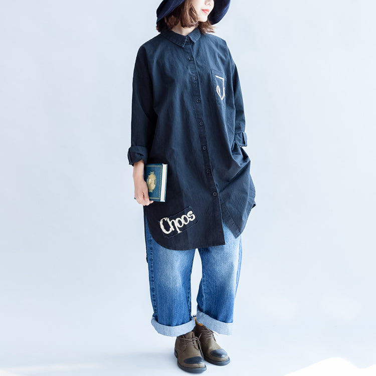 Days With Rose Black Oversized Cotton Shirt Dresses Long Cotton Shift Dress Clothing