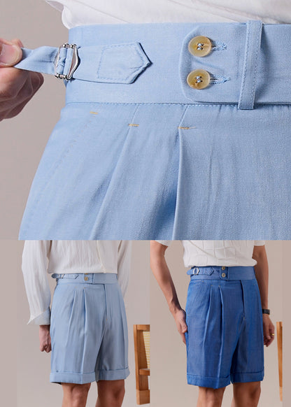 Denim Blue Pockets Original Design Cotton Shorts High Waist