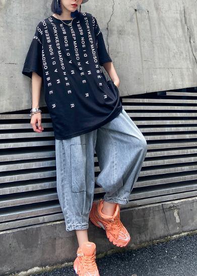 Denim Blue Pants Thin Section High Waist Nine Points Lantern Harem Pants