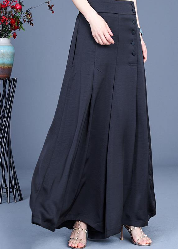 Diy White Polka Dots Button Wide Leg Pants Summer